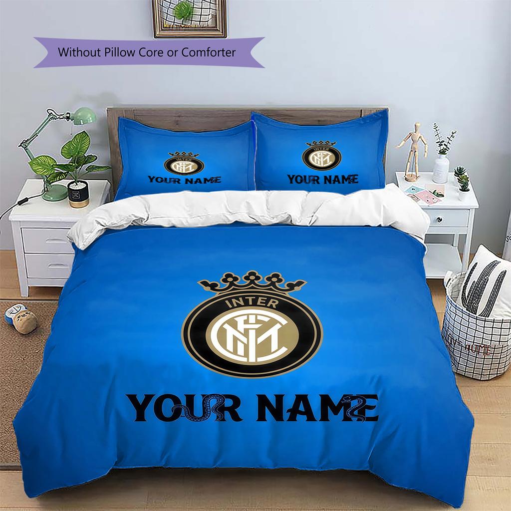 Set Copripiumino Personalizzato con Motivo Inter Milano Decorazione per la Casa Regalo (1 * copripiumino + 2 * federe senza imbottitura)