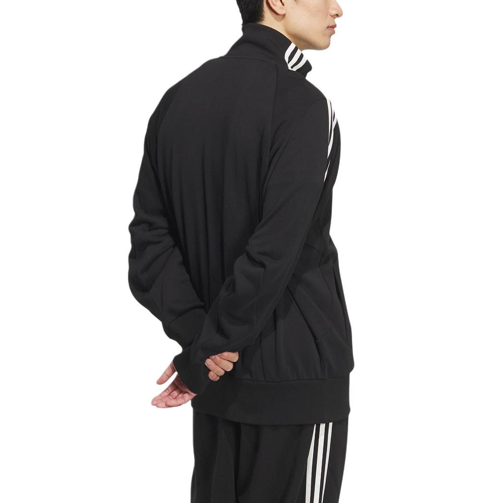 adidas Felpa Sportiva in Maglia a 3 Strisce Stile Retro Colletto Alto Giacca Casual con Striscia Laterale Giacca Unisex Nero JI6649