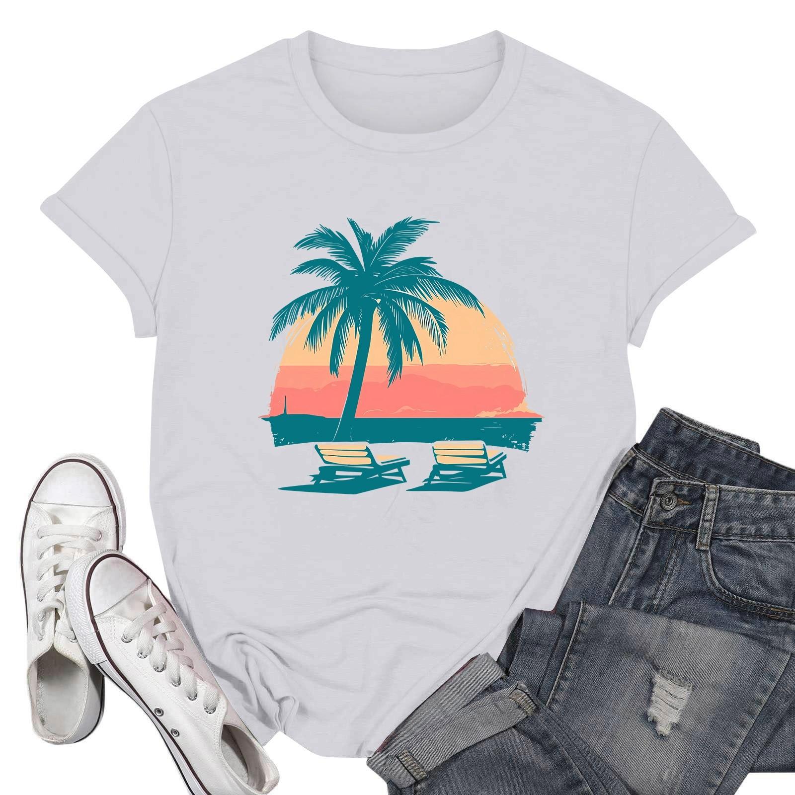 

Женские модные повседневные пуловеры с короткими рукавами и круглым вырезом с принтом XXXL белый