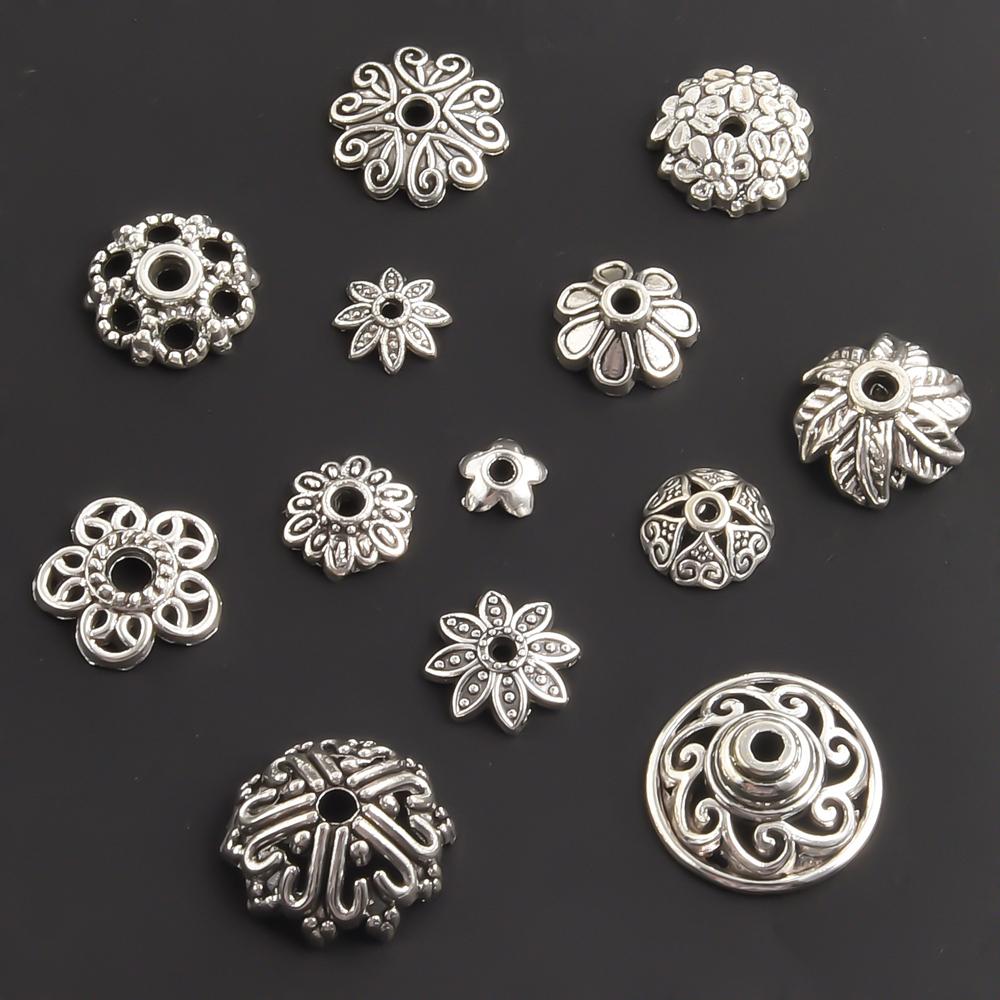 Antiksilberfarben 50/100 Stück Blumenperlenkappen Für Schmuckherstellung Zubehör Passend für DIY Armbänder Anhänger Boho Accessoires Verbinder