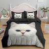 Funny Cute Cat King Queen Bedding Set Full Size For Adult Kids Bed Covers Animal Duvet Cover Sets With Pillowcase 2/3pcs