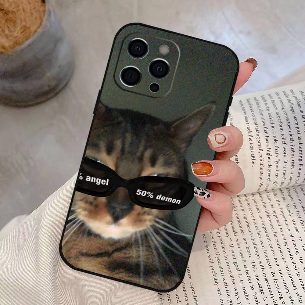 Funny Cute Cat Phone Case For iPhone 17, 16,15,14,13,12,11 Plus,Pro Max, Others Soft Black Cover
