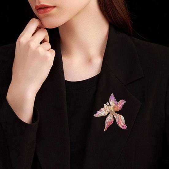 Peony Flower Brooch Pin for Women Enamel Floral Lapel Pins Zinc Alloy Flower Brooch for Clothes Hat Dress Accessories Prom Jewelry