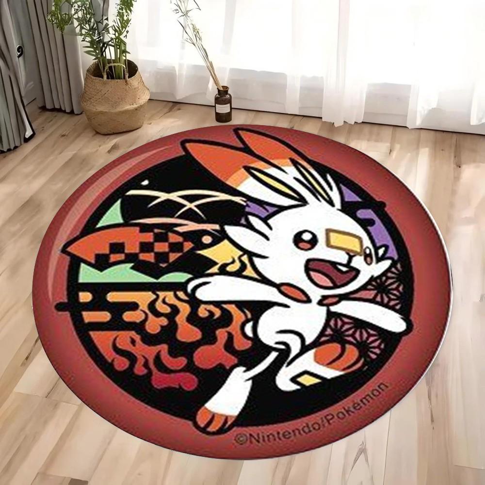 Pokemon Elves Round Rug for Living Room Sofa Decor Bedside Soft Rug Hanging Basket Nonsilp Mat Game Room Chair Floor Mat