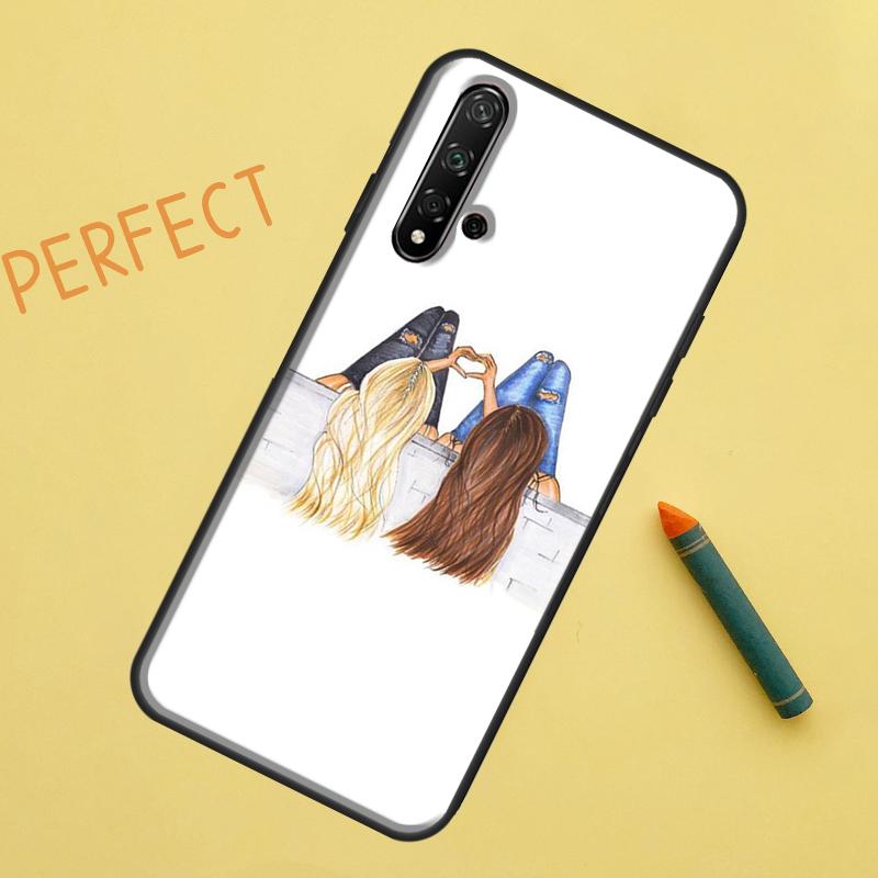 Best Friends BFF Matching For Huawei Nova 5T 9 10 SE 7i 8i 11i 12i Y60 Y61 Y70 Y72 Y73 Y90 Y91 P20 P30 P40 Lite Case
