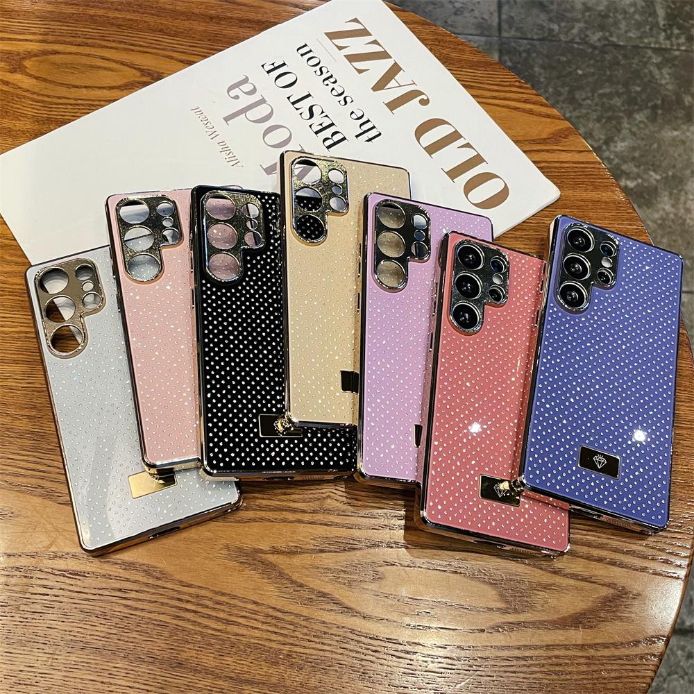 Luxury Glitter Rhinestone Plating Soft Edge Glossy Phone Case For Samsung Galaxy S26 Ultra S25 Edge S24FE S23 Plus Protect Cover