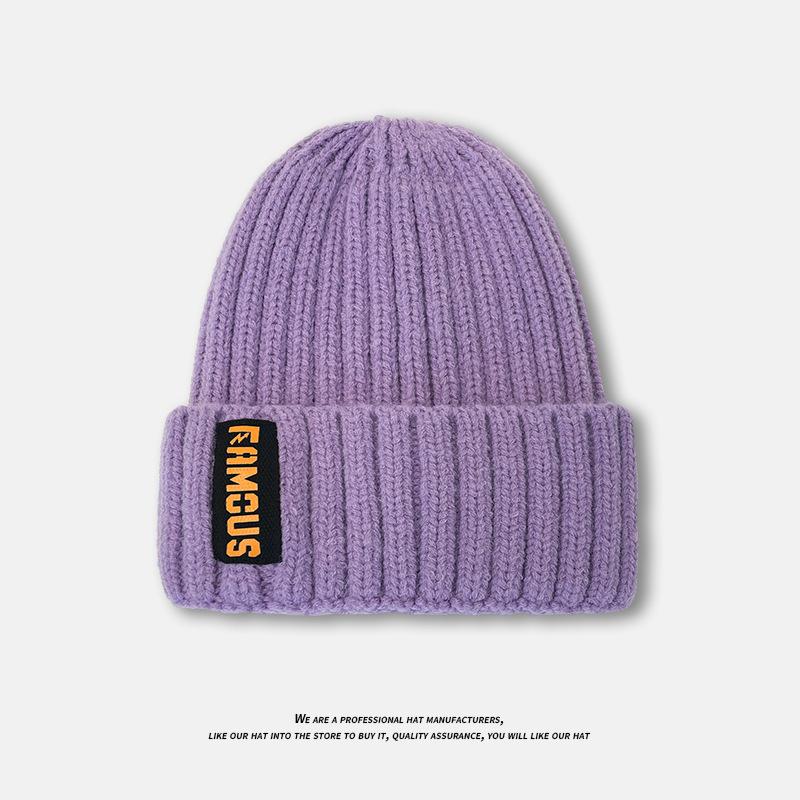 

Korean Style All Match Face Showing Small Patch Cold Hat Autumn and Winter Thickened and Warm Ear Protecting Woolen Hat One Size