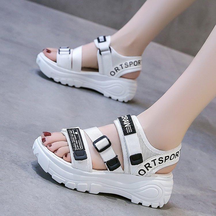 Fashion Chunky Platform Sports Sandals Women Wedges Height Increasing Shoes Woman 2025 Summer Thick Bottom Hook Loop Sandalias Plus Size