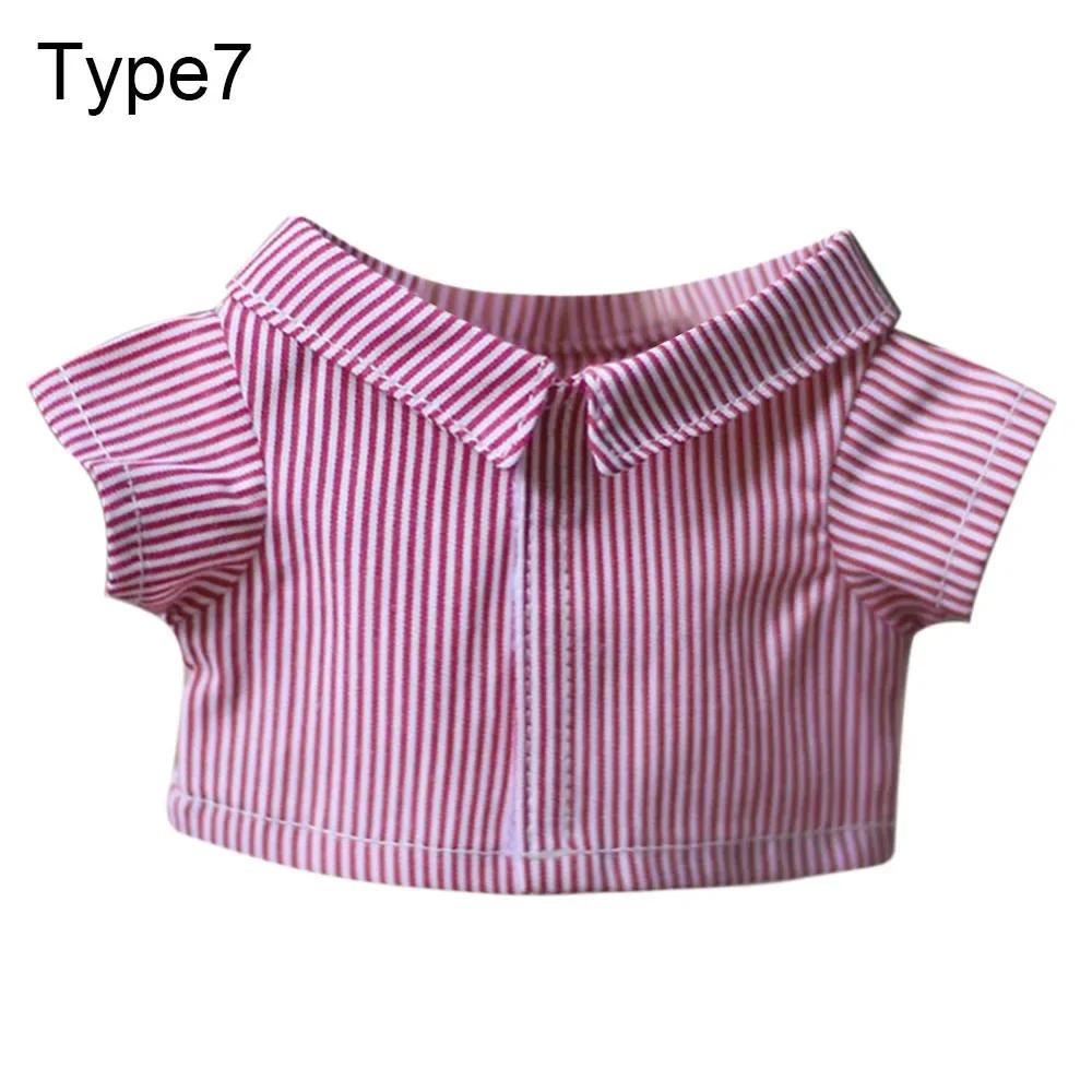 For 20cm Idol Doll Clothes Accessories Striped Short Sleeve Cotton Stuffed Doll Shirt Top Blouse T-shirt Kids Toy Gift
