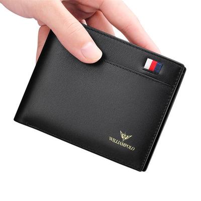 King Paul Ultradünne Herren Geldbörse aus echtem Leder - Kurzer, multifunktionaler Kartenhalter für Business Casual