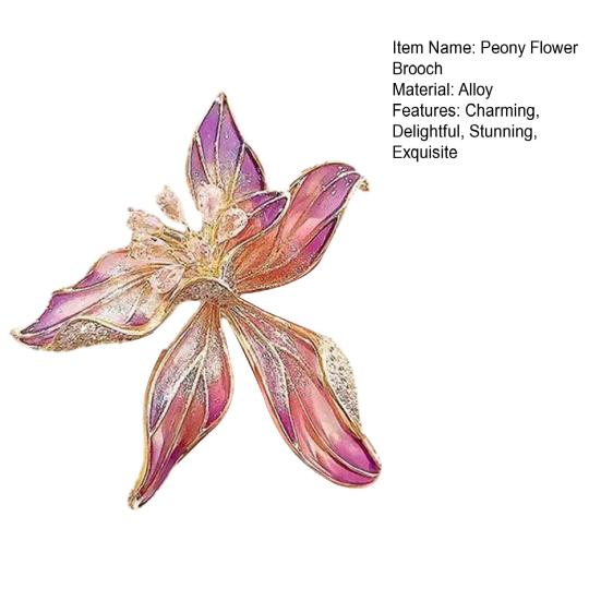 Peony Flower Brooch Pin for Women Enamel Floral Lapel Pins Zinc Alloy Flower Brooch for Clothes Hat Dress Accessories Prom Jewelry