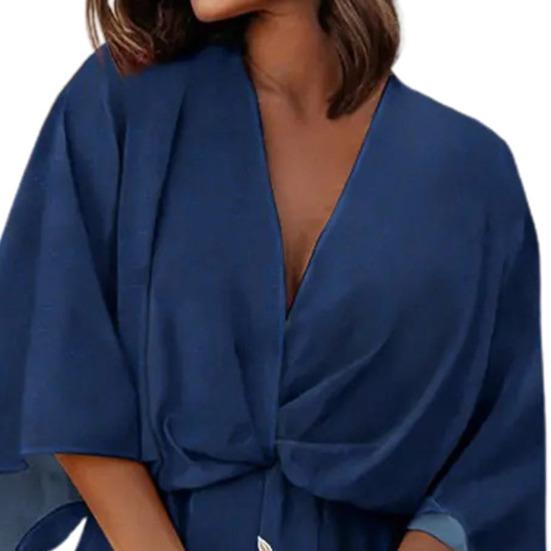 V-Neck Batwing Sleeve Layer Ruffle Hem Holiday Dress Summer Casual Waist Drawstring Coconut Leaves Print Mini Dress Female Clothes