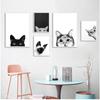 Funny Kitty Cat Black White Kids Nordic Posters And Prints Wall Art Canvas Painting Wall Pictures For Living Room Salon Decor
