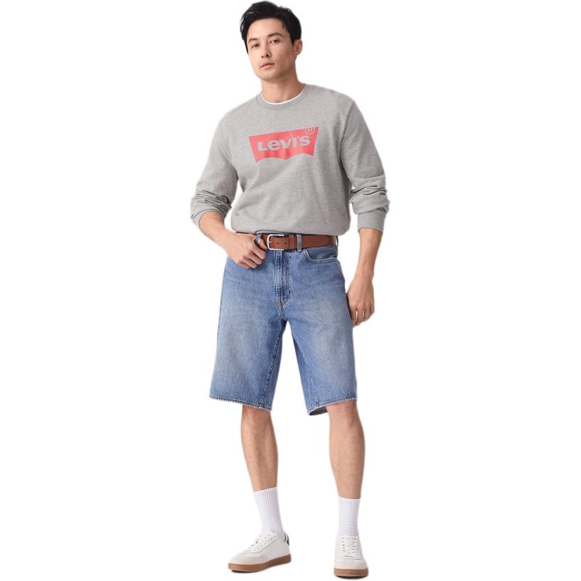 Levis Simple Comfortable Versatile Casual Logo Print Long Sleeve Sweatshirt Men sweatshirt Gray 003YS-0000
