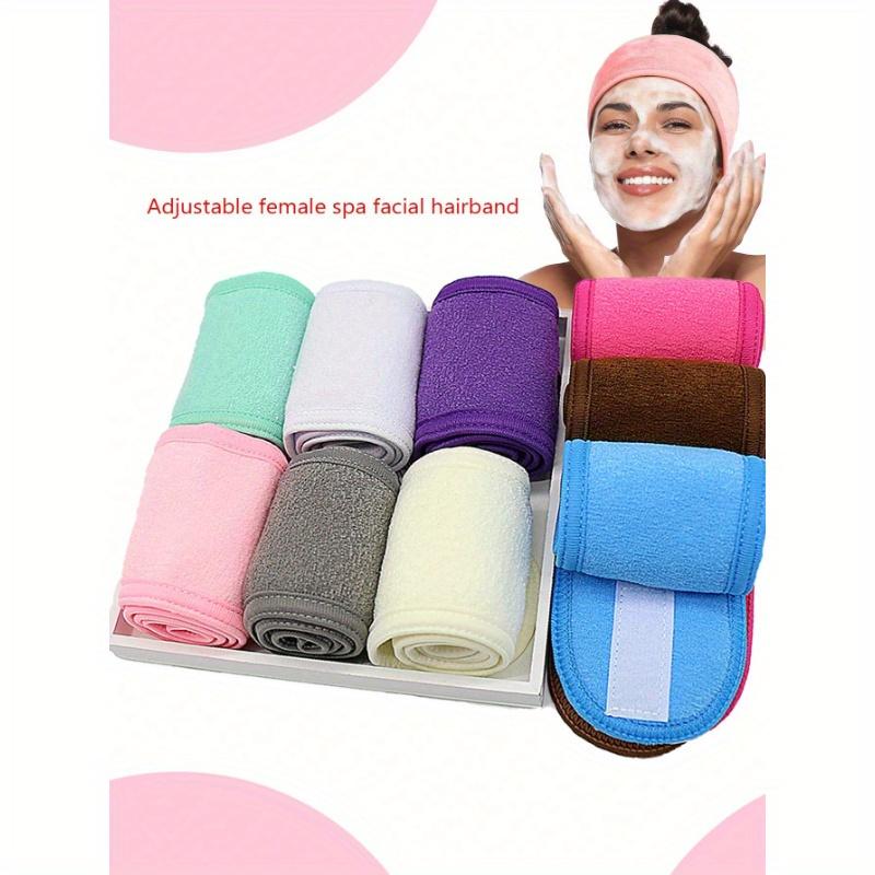 Adjustable Women Spa Headband, Shower and Makeup Hair Hoop for Face Washing, Soft Towel and Hairstyling Accessories