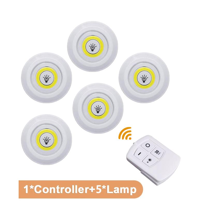 Under LED Cabinet Light Wireless Remote Control Dimmable Wardrobe Home Bedroom Kitchen Closet Light 3W Super Bright Night Light