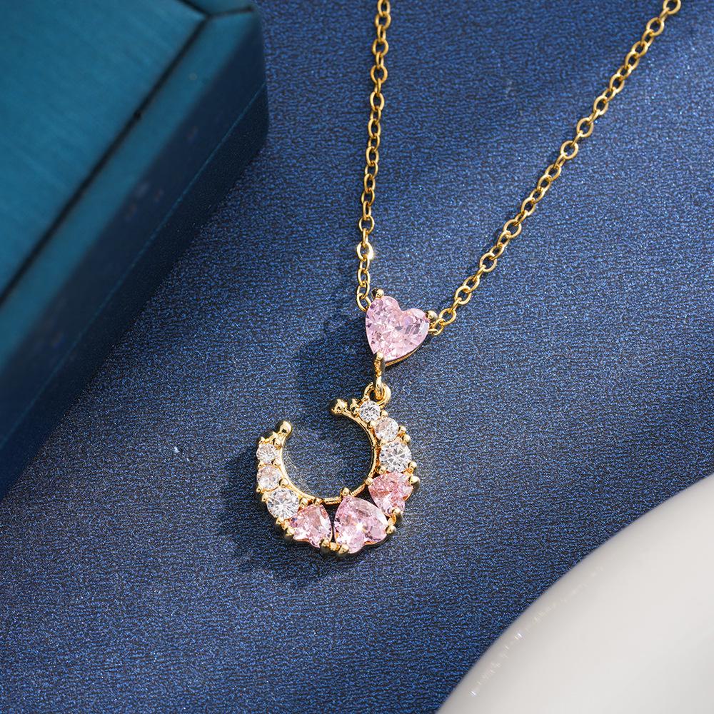 Korean Style Star Moon Diamond Inlaid Collarbone Necklace