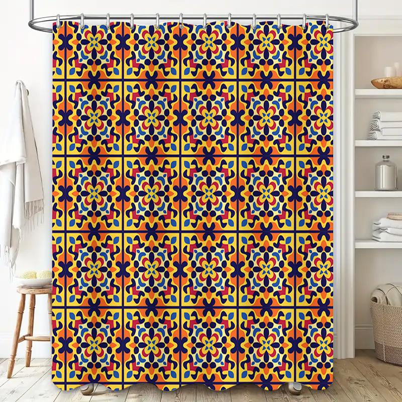 Vibrant Patterned Shower Curtain Quirky Design For Bathroom Decorations 180X243Cm Size Available In Multiple Colors
