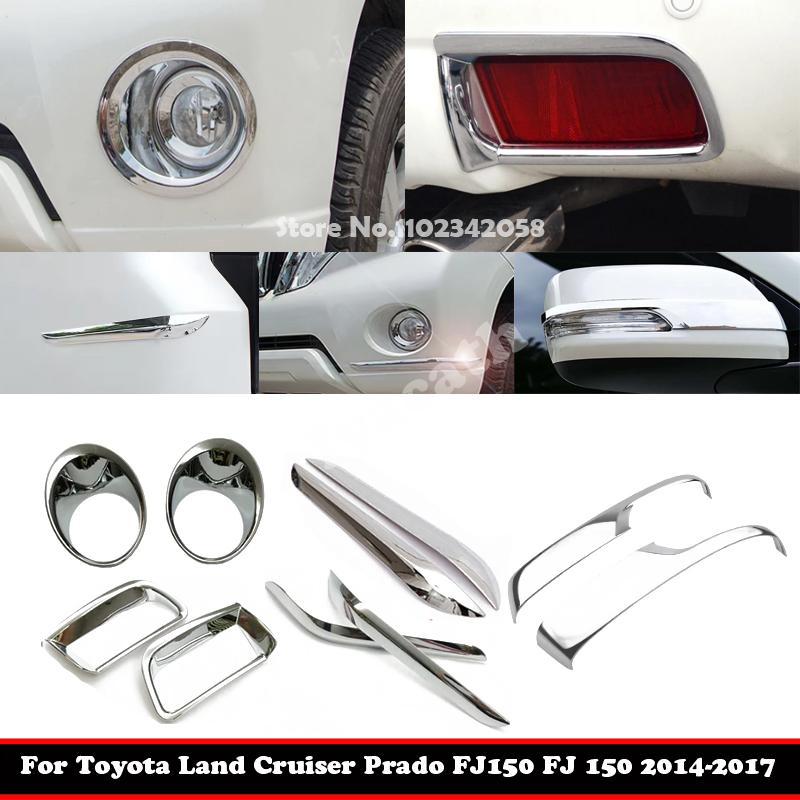 For Toyota Land Cruiser Prado FJ150 FJ 150 2014-2017 Exterior Accessories ABS chrome rearview Front rear corner foglamp cover