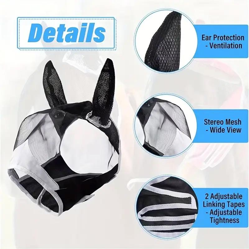 Breathable Mesh Horse Fly Mask with Ears - Mosquito-Proof and Comfortable.