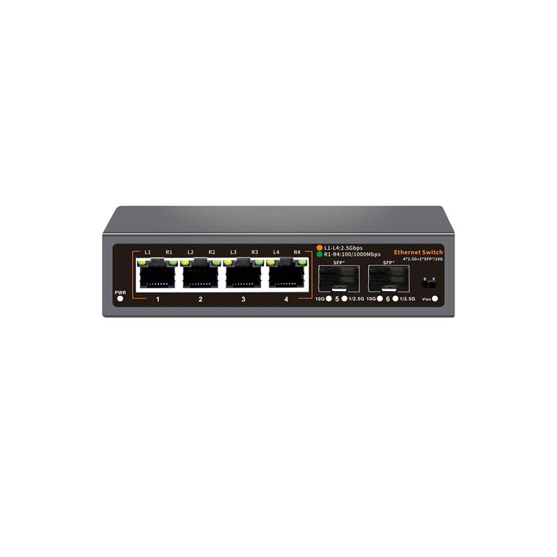 2,5 Gbit/s Ethernet-Switch 4 Ports 2500 Mbit/s Netzwerk-Switcher 2 Ports SFP+ Steckplatz 10G Home Lab Hub Internet-Splitter Plug and Play