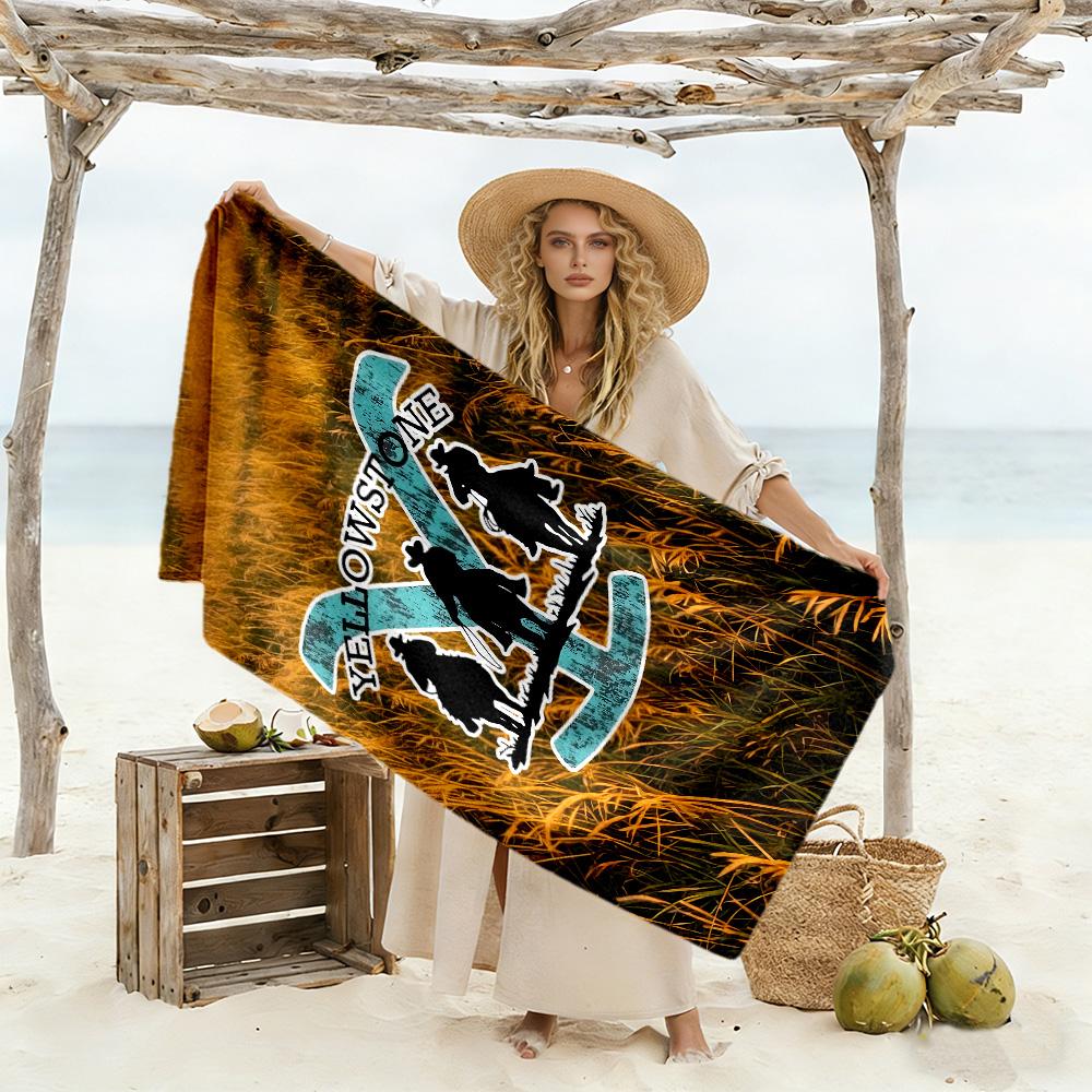Yellowstone: Western Adventure Durable Beach Towel Comfortable Picnic mat, yoga & fitness, camping blanket Outdoor Accessory Wedding Party Gift