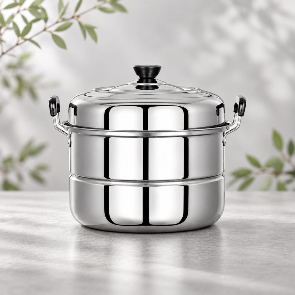 Thickened Two-Layer Stainless Steel Steamer Pot Sturdy with Lid and