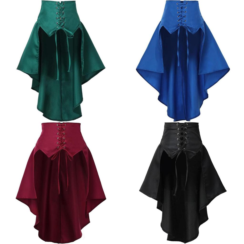 Minifalda Irregular con Volantes y Lazo Pirata Steampunk Para Cosplay y Ropa de Calle