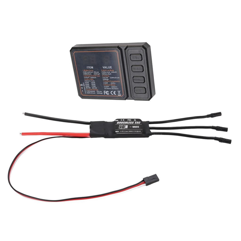 40A RC Brushless ESC 3 4S LiPo Input 5V 4A BEC Output Model Airplane Electric Speed Controller with Programming Card