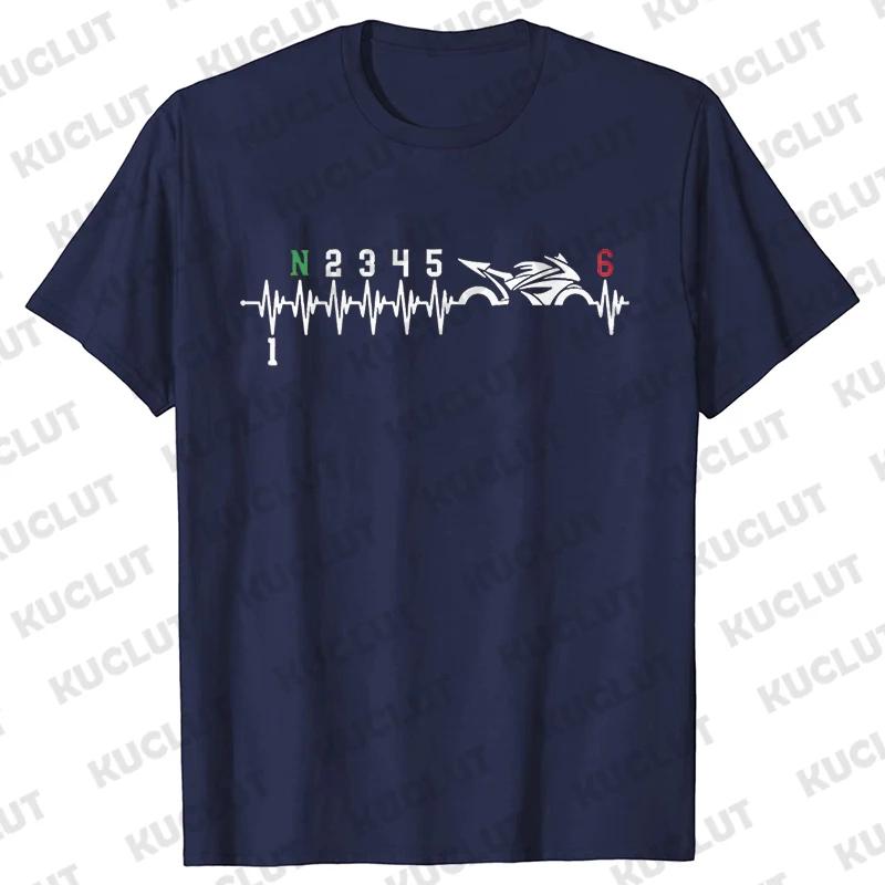 Casual Men T-Shirt Short Sleeve T-Shirt 1N23456 Motorcycle Gear Shift Heartbeat Biker Print Tops Men Clothing Fashion T-Shirt
