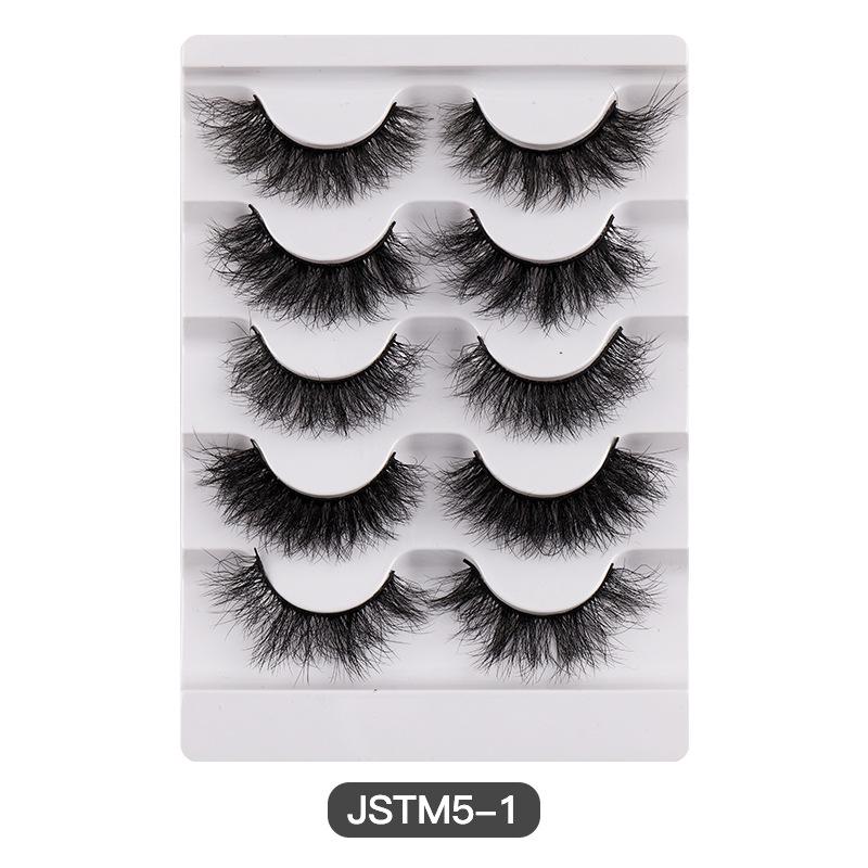 European And American New Products 5 Pairs Of Mink Hair Deep -Fried False Eyelashes Thick Grafted Eyelashes