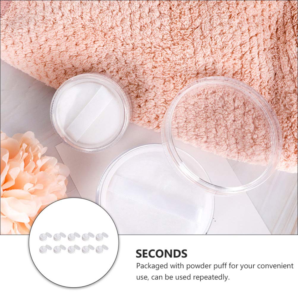 BESTOYARD 20g Powder Case with Small Divided Container with Inner Portable Refill Pack of 10 Puff, Stopper, Transparent, Container,