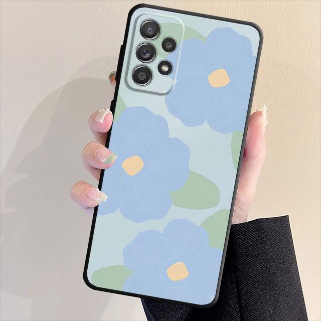 Czarny miękki futerał na telefon do Samsung Galaxy A13 A22 A72 A23 A33 A53 A32 A21s A71 A31 A51 A52 kolorowe kwiaty Capa Shell Cover