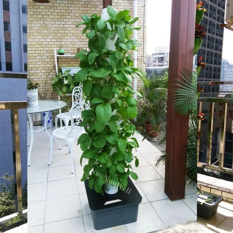 Home Balcony Vertical Tower Planter 3/5-Hole Vegetable Hydroponic Growing System DIY Garden Soilless Cultivation Equipment