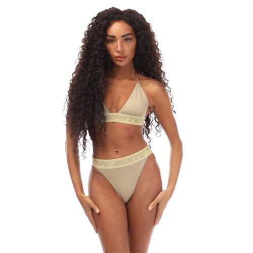 Off White Damen Logo Gebrandetes Tape Bikini Set