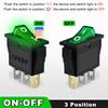 MKBKLLJY 6PCS Rocker Switch 3 Pin 2 Position ON/OFF 20A DC SPST Green