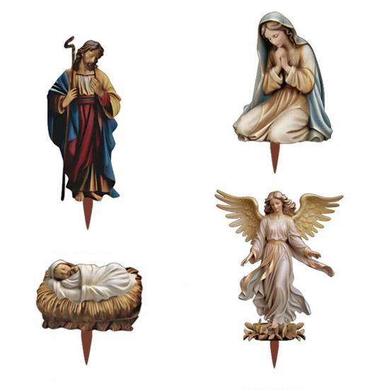 

1 Набор Деревянные Колышки для Рождественского Вертепа Садовые Рождественские Уличные Украшения Иосиф Мария Младенец Иисус Колышки Святого Семейства для Дворов Газонов Декора 4