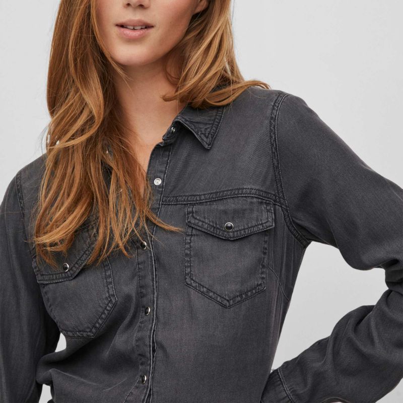 chemise en jean femme grise