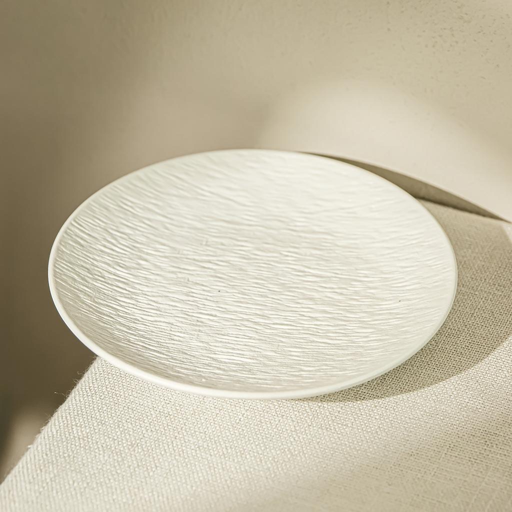 Premium Texture White Ceramic Plate Light Luxury Tableware Plate Plate Household Vegetable Plate Pasta Plate Steak Plate