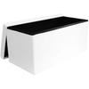 White PU Folding Storage Bench/pouf 76.5x37.5x37.5 Cm