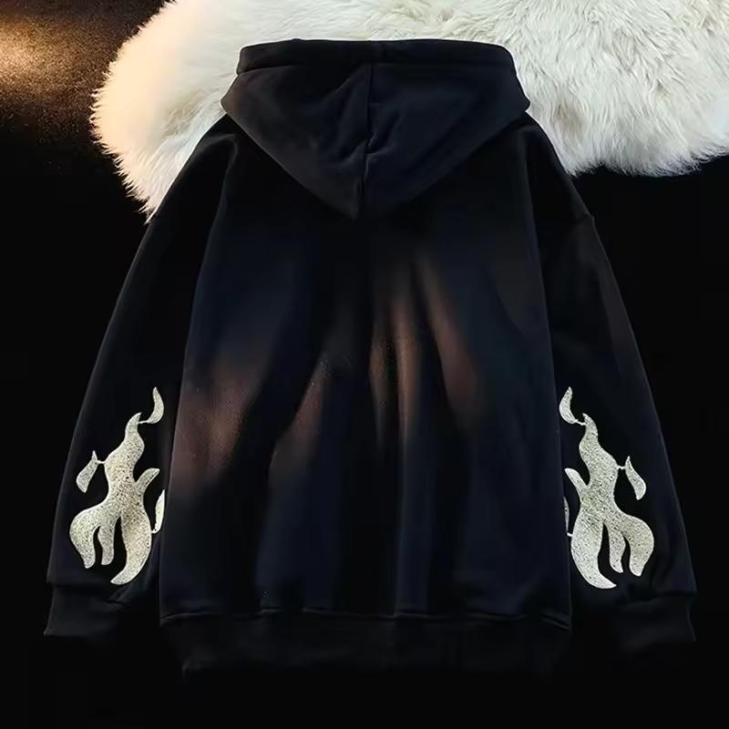 Hanorac Oversize Retro Sweatshirt Femei Îmbrăcăminte Exterioară Casual Primăvară Toamnă Palton Imprimeu Amuzant Cardigan Larg pentru Cuplu