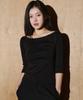Hellenepaliseu 3/4 Studded Boat Neck T-Shirt [Black]