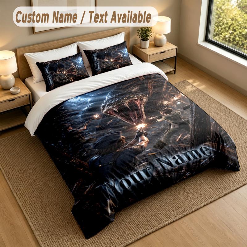 3Pcs Bedding Set Custom Name Text, 1 Sheet 2 Pillowcases Home Bed DecorResident Evil