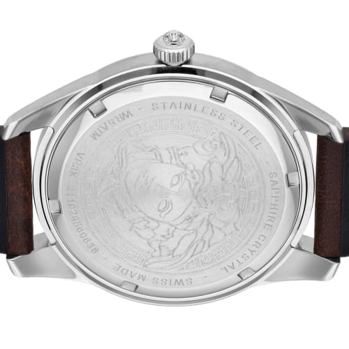 Versace GRECA TIME Men's Watch, VE3K00122, Blue Dial, Stainless Steel, Sapphire Crystal, Quartz Movement, 41mm, Swiss Made, Brown