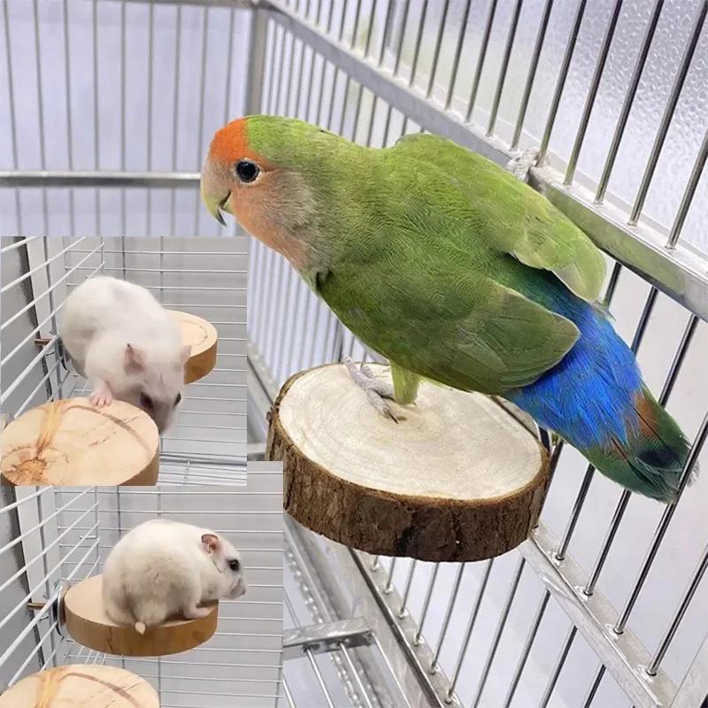 Parrot Bird Cage Platform Natural Wood Durable Round Stand for Parrot Cockatiel Hamster Multi Size Chew Toy Climbing Eco Friendl