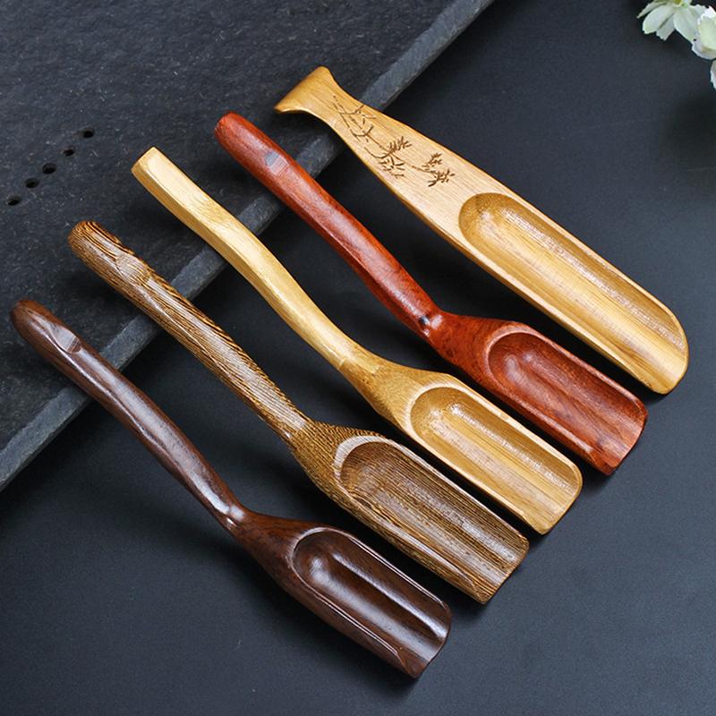 Chinese Kongfu Tea Scoop Wood/Bamboo Retro Style Natural Delicate Spoon Portable Bamboo Teaspoon Tea Accessories