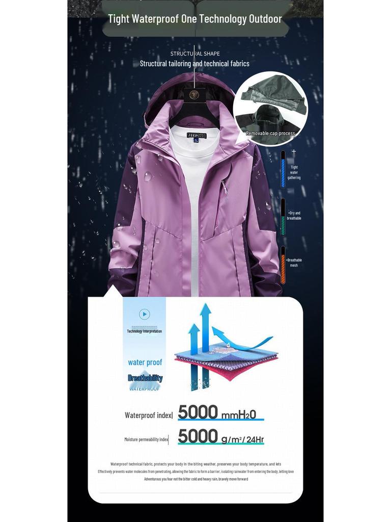 Women's and Men's Plus Size Waterproof Windproof Jacket for Spring and Autumn - Single Layer Coat for Outdoor and Mountaineering