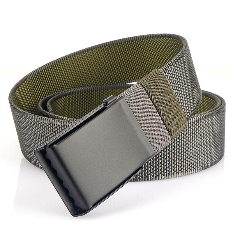Unisex Double-Sided Nylon & Canvas Belt with Metal Buckle