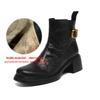 Krazing Pot Sheepskin Round Toe Thick Heels Chelsea Boots Size 42 High Quality Women Keep Warm Metal Buckle Ankle Boots