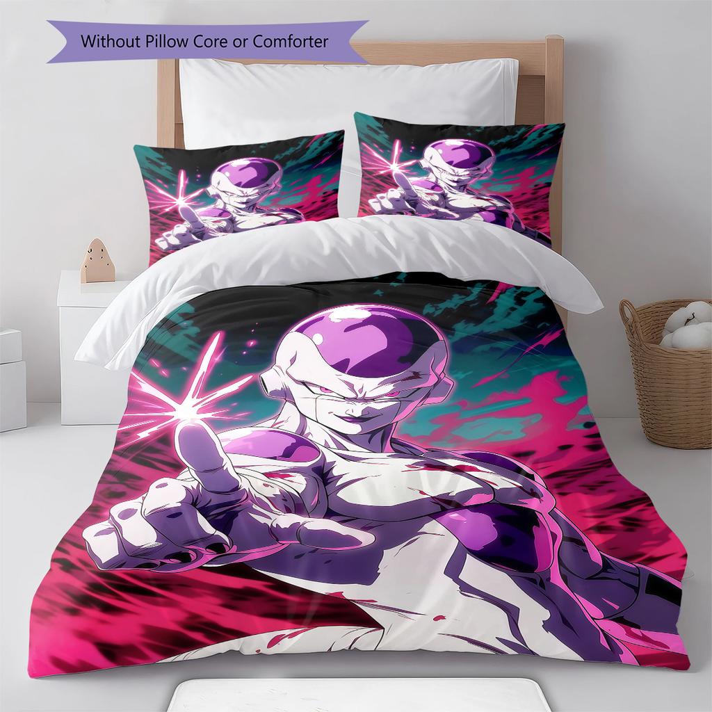 Frieza Pattern Bedding,Quilt Set Quilt Cover Pillowcase Home Birthday Gift (1 * Duvet Cover + 2 * Pillowcase, Without Core)